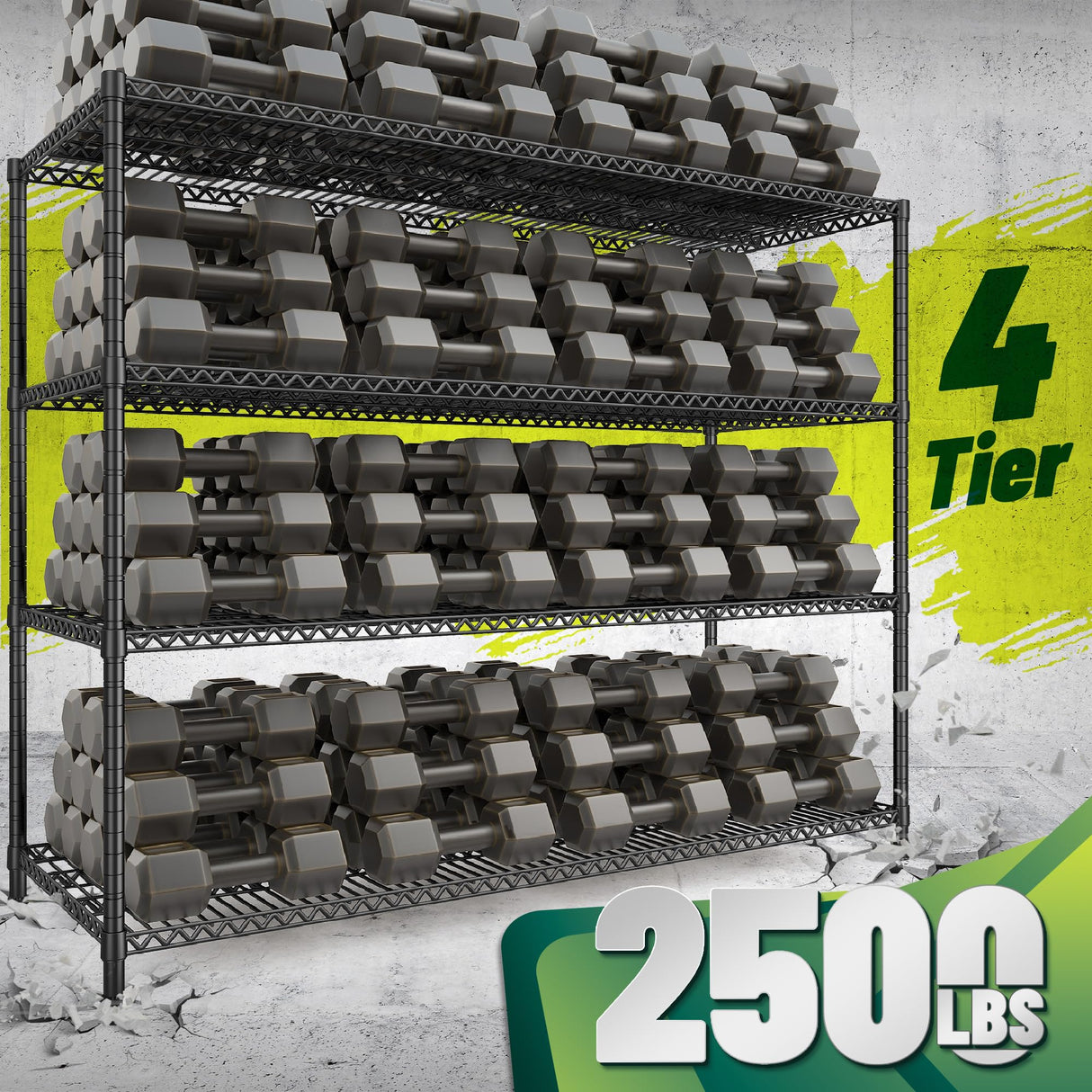 DurayLoly 68.1"W Storage Shelves 2500LBS Wire Shelving Unit, Garage Shelving Heavy Duty, Adjustable Metal Shelves for Garage, Pantry, Kitchen, Basement, Warehouse, Business 68.1"W x 20.9"D x 70.9"H DurayLoly