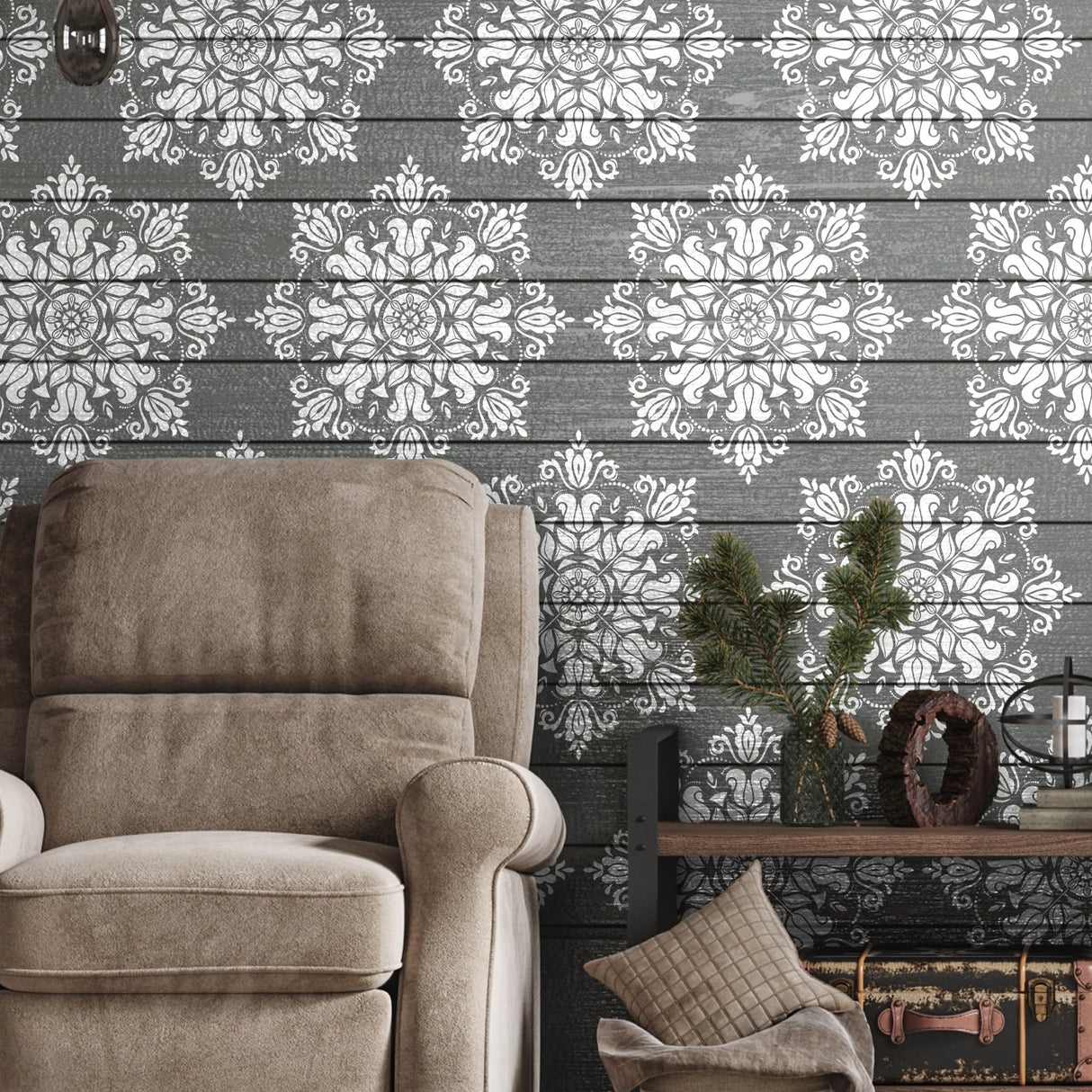 Sitsink Mandala Stencils for Painting Reusable - 6 Pcs Rangoli Damask Stencils for Craft, Large Mandala Templates Wall Stencil for Painting on Wood Rock Canvas Sitsink