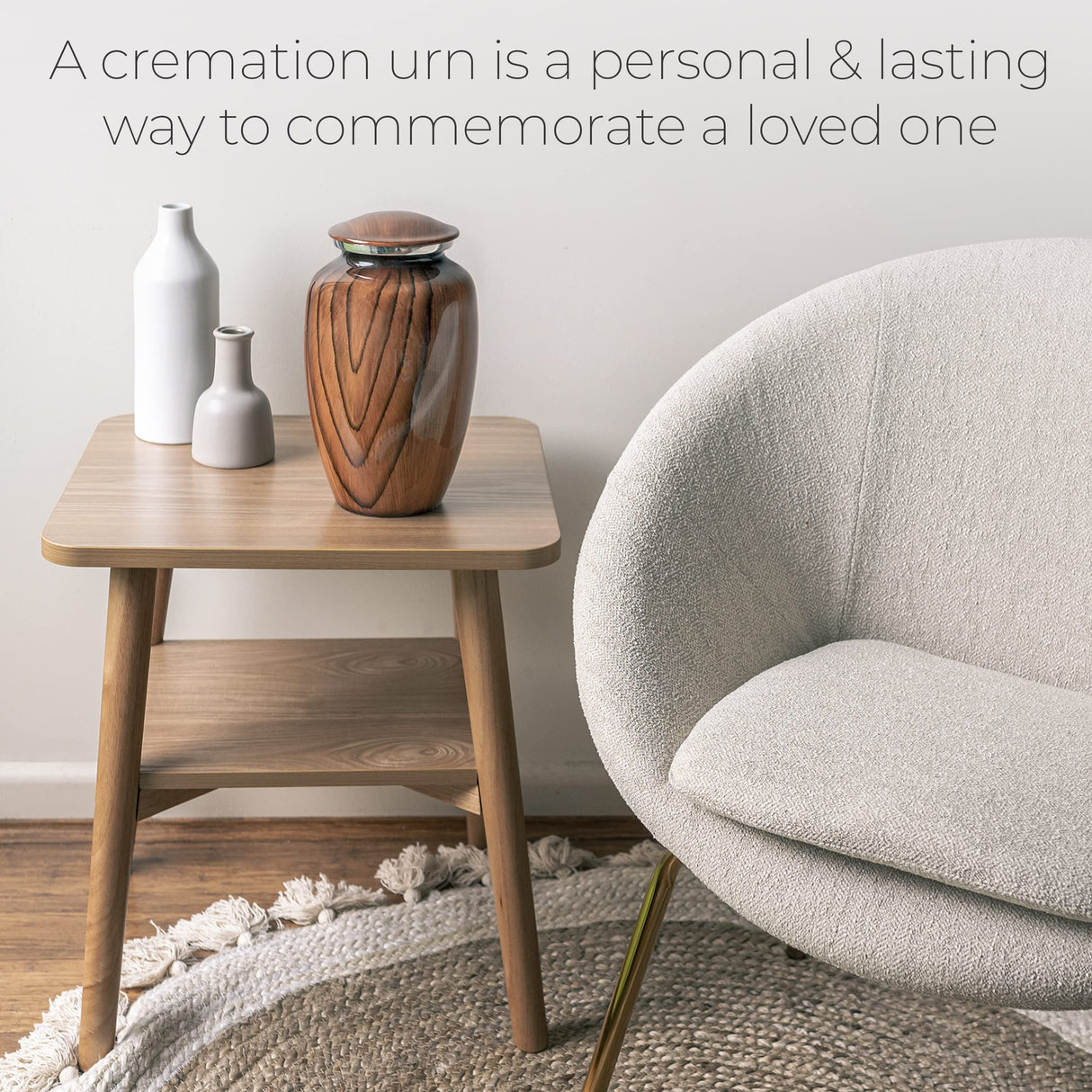 Aubree Woodgrain Aluminum Urns for Adult Male. Cremation urns for Human Ashes Adult Female. Decorative Wood urns for Human Ashes by Restaall RESTAALL