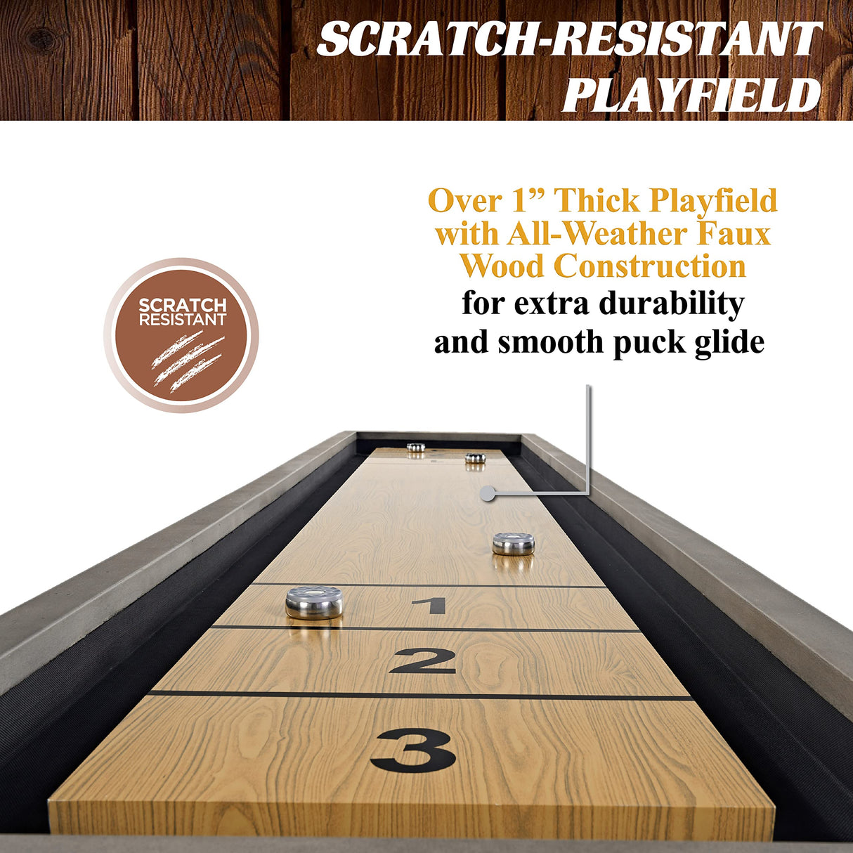 Barrington Billiards 11' Aurora Outdoor Shuffleboard Table with Scratch-Resistant Playfield and 8 Puck Set Barrington Billiards