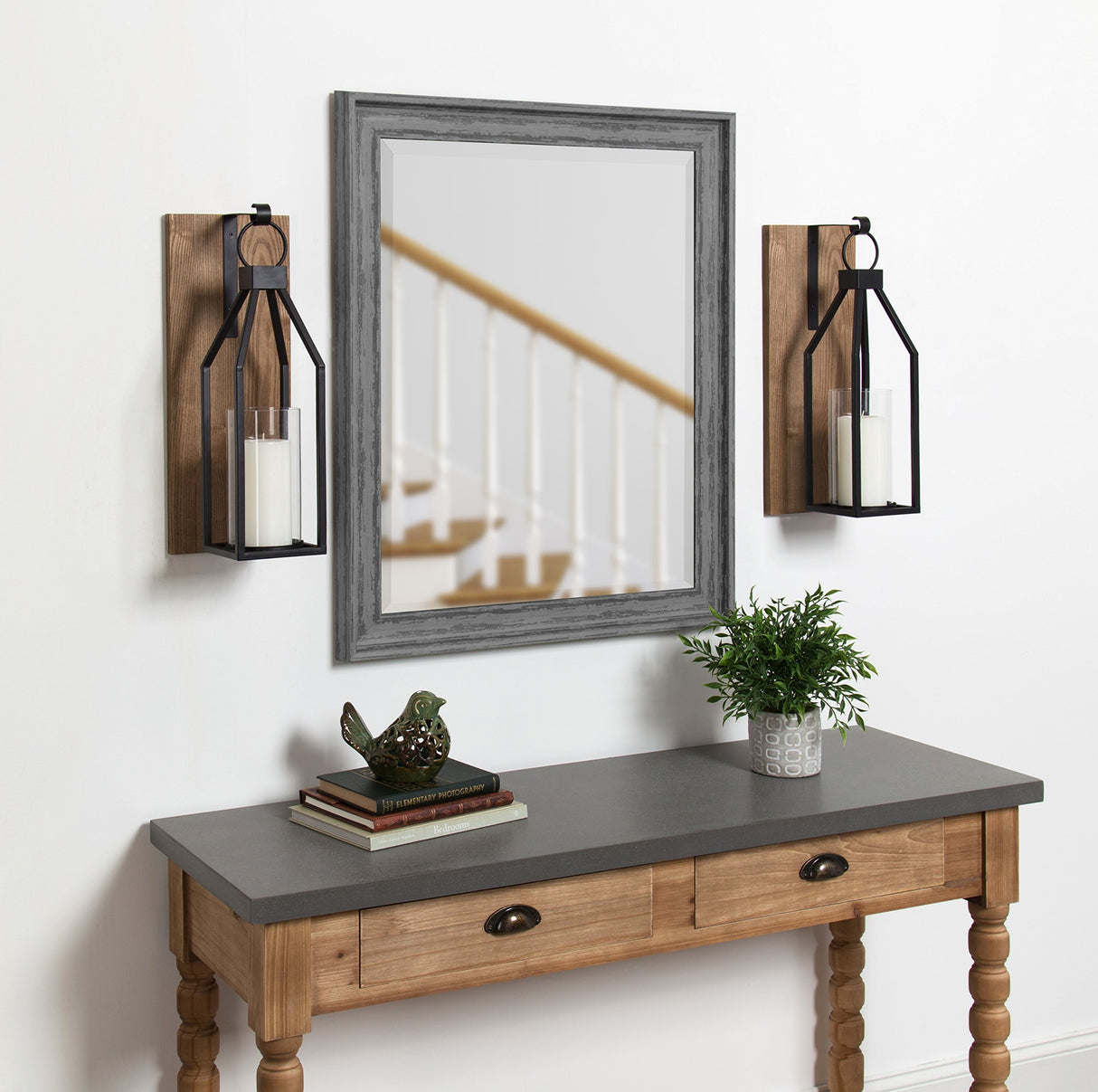 Kate and Laurel Oakly Wood and Metal Wall Sconce, Rustic Brown Wood Wall Candle Holder Farmhouse Decor Kate and Laurel