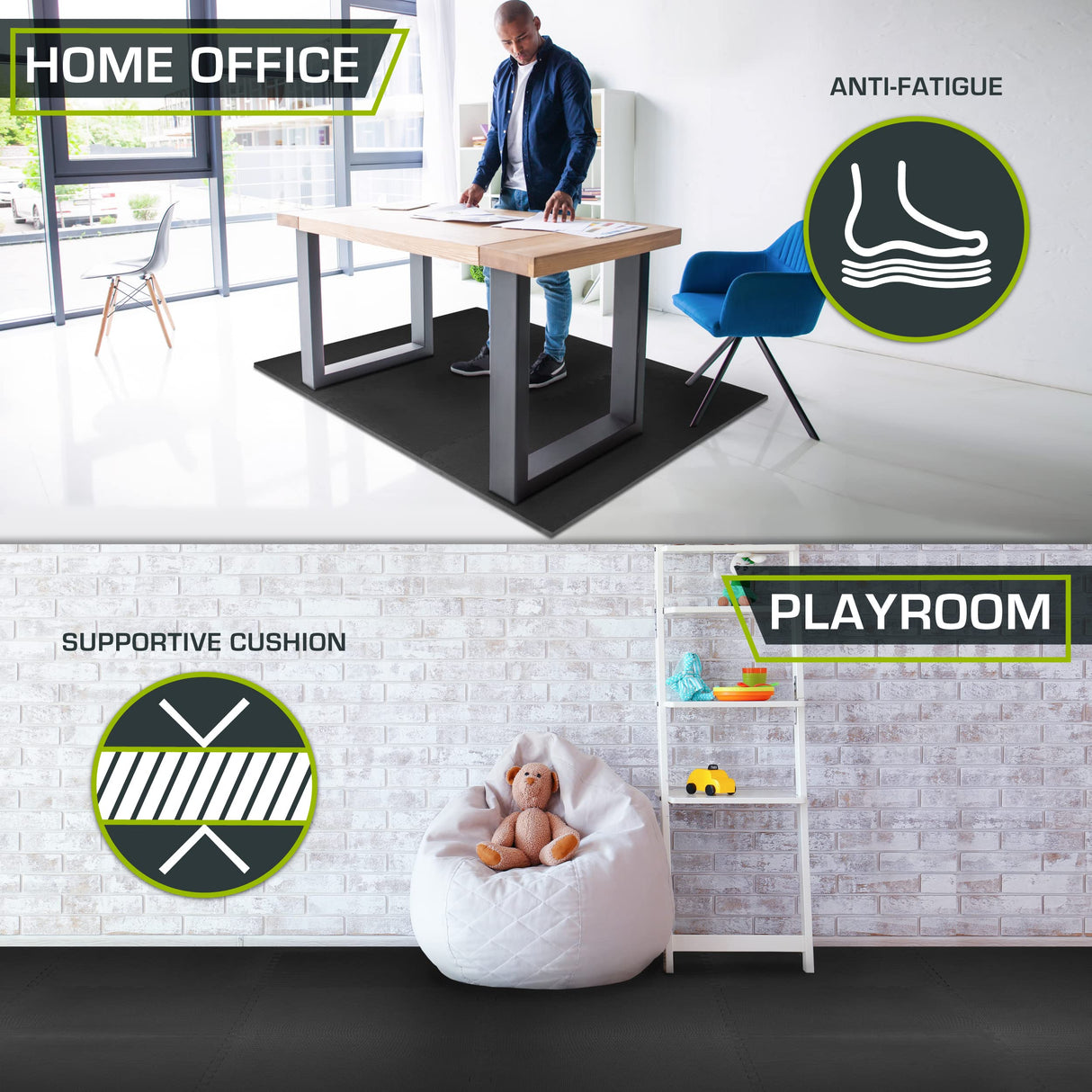 ProsourceFit Extra Thick Puzzle Exercise Mat 1", EVA Foam Interlocking Tiles for Protective, Cushioned Workout Flooring for Home and Gym Equipment, Black 3-Pack ProsourceFit