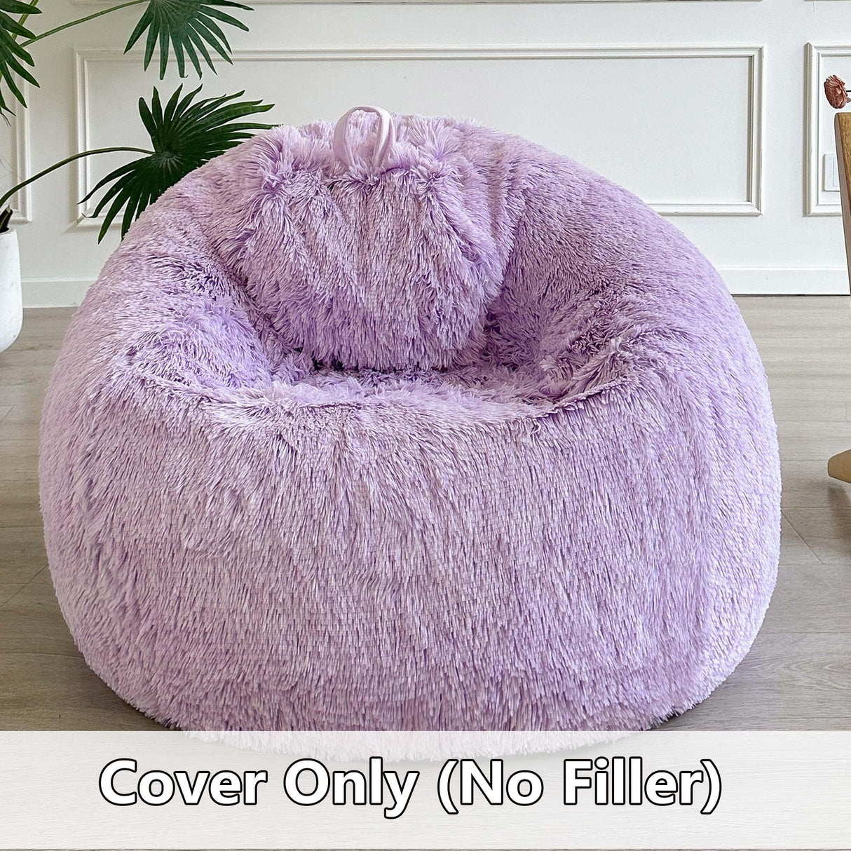 LIFEREVO Fluffy Faux Fur Bean Bag Chair Cover (No Filler), Ultra-Soft Light Purple Stuffed Animal Storage Bean Bag Cover, Anti-Slip Fuzzy Gaming Bean Bag Cover for for Kids Adults (Ombre Lavender) LIFEREVO