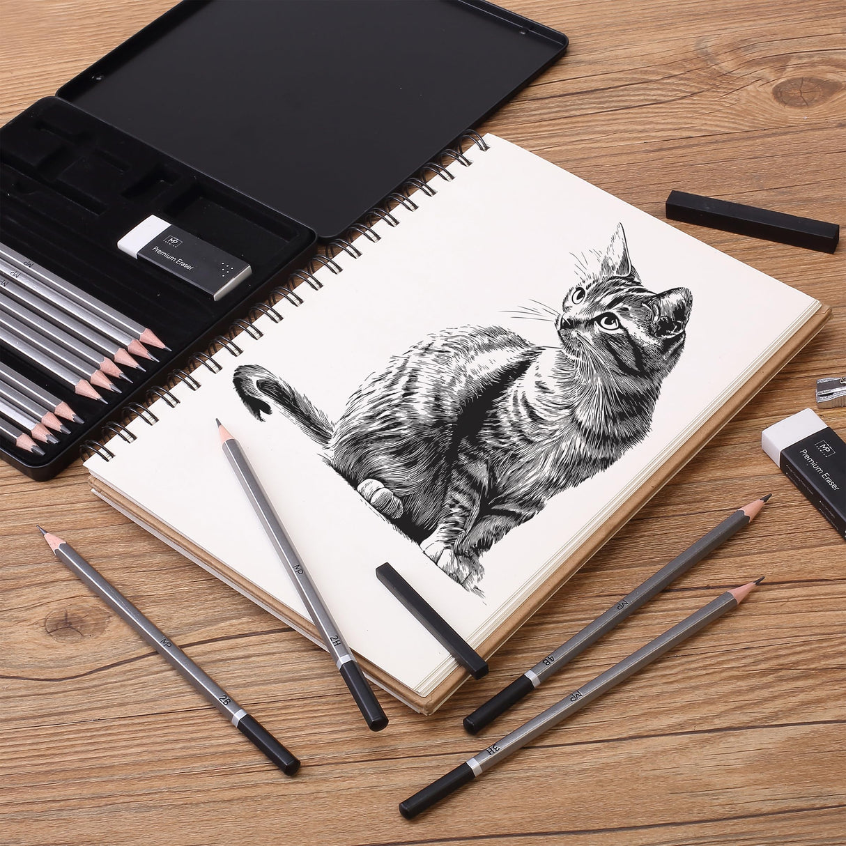 Mr. Pen- Sketch Pencils for Drawing, 19 Pcs, With Graphite Sticks, Erasers and Sharpener, Art Pencils for Sketching, Back to School Supplies Mr. Pen