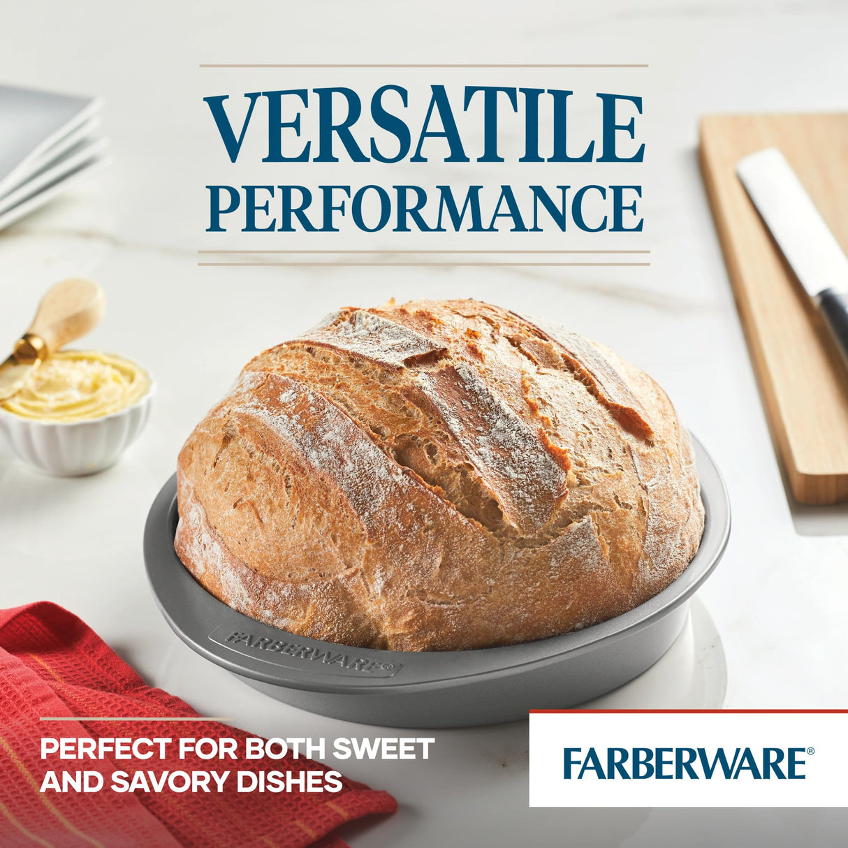 Farberware Nonstick Bakeware Baking Pan / Nonstick Cake Pan, Round - 9 Inch, Gray, 1 Count (Pack of 1) Farberware