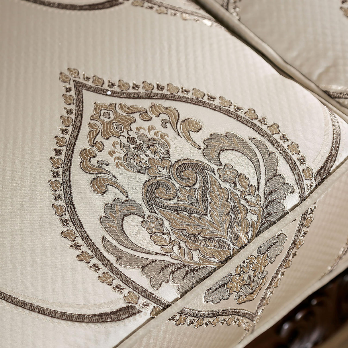 Furniture of America Adelaide Traditional Upholstered Sofa with Rolled Armrests and Button Tufted Back, Wooden Comfortable Couch for Living Room, Office, Bedroom, 2-Seater Loveseat, Dark Cherry/Beige Furniture of America