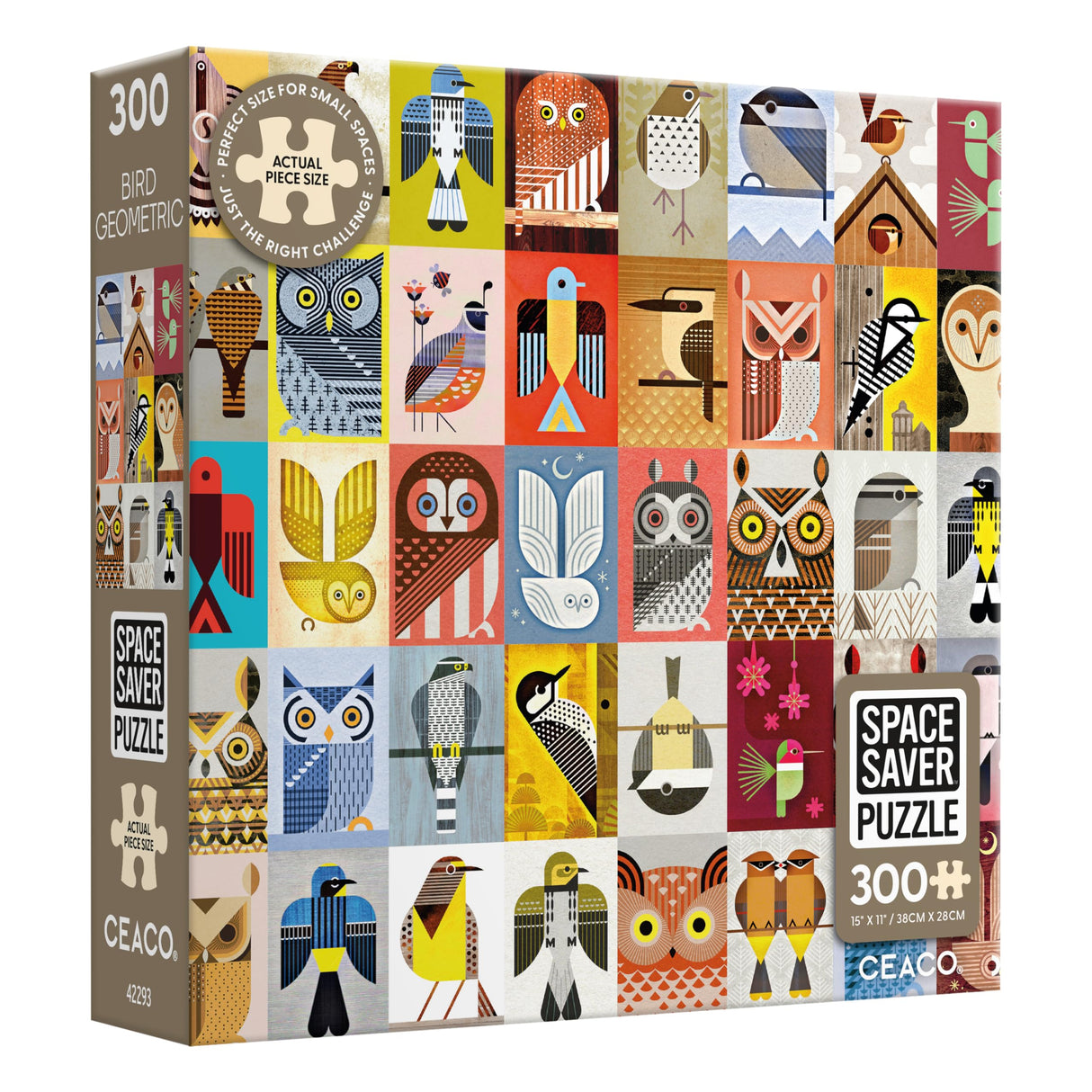 Ceaco – Bird Geometric - 300 Piece Jigsaw Space Saver Puzzle – Puzzles for Smaller Spaces and Surfaces Ceaco