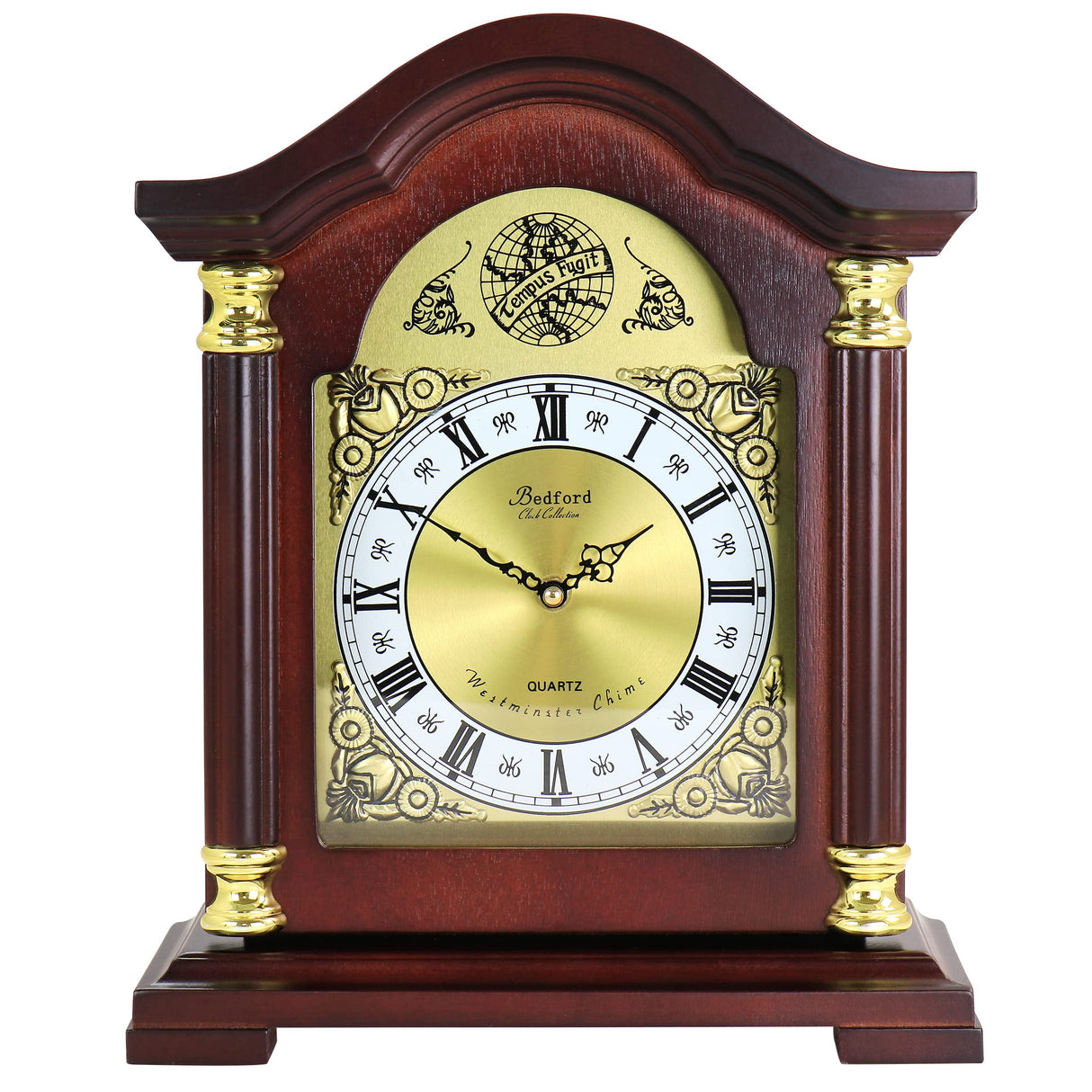 Bedford Clock Collection Redwood Mantel Clock with Chimes Bedford Clock Collection