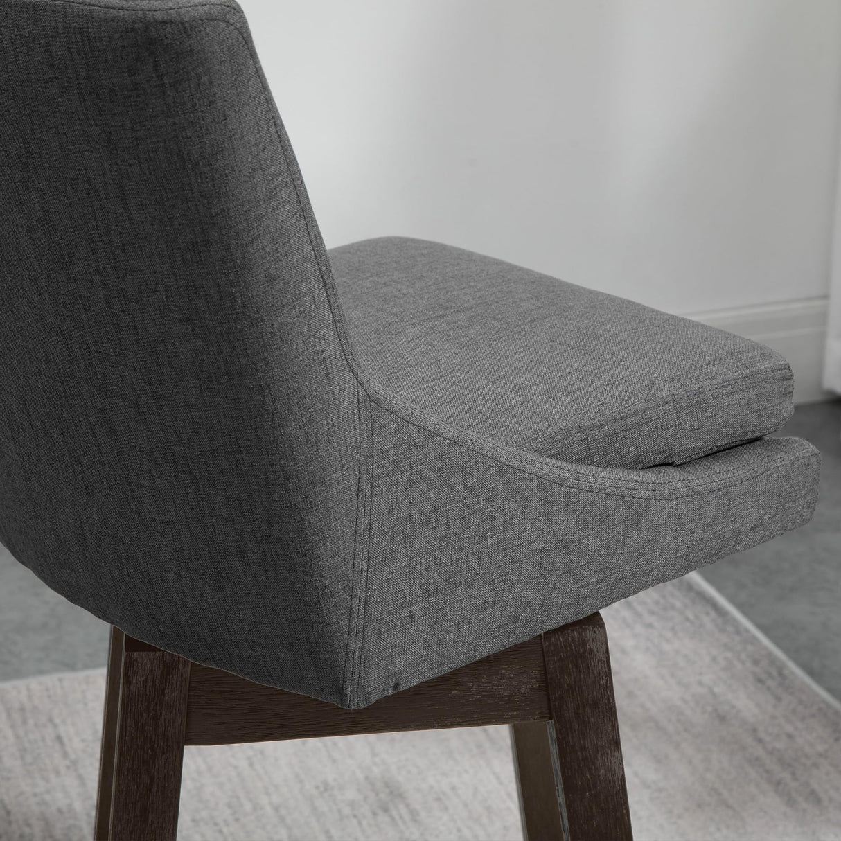 HOMCOM Bar Height Bar Stools Set of 2, Armless Upholstered Swivel Barstools Chairs with Soft Padding Cushion and Wood Legs, Dark Gray HOMCOM