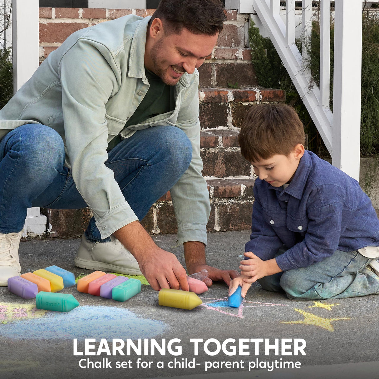 JOYIN 6 PCS Jumbo Sidewalk Chalk with 6 Colors, Washable Sidewalk Chalk for Kids, Non-Toxic Art Supplies, Outdoor Games, Playground Accessories JOYIN