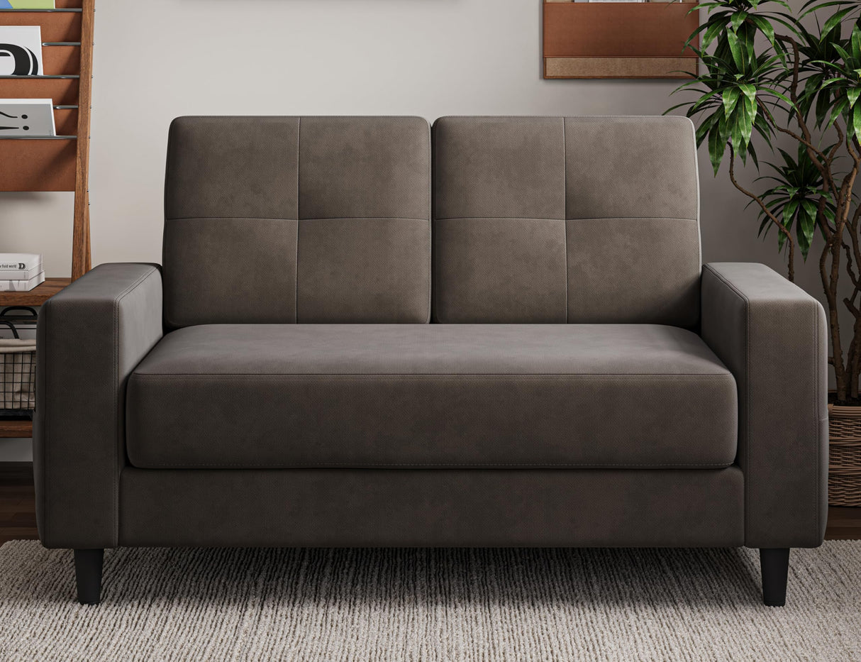 Txtin's Loveseat Sofa 53" Small Couches for Small Spaces 2 Seater Mini Couch for Bedroom Comfy Modern Love Seat for Apartment Office Living Room Brown Txtin's