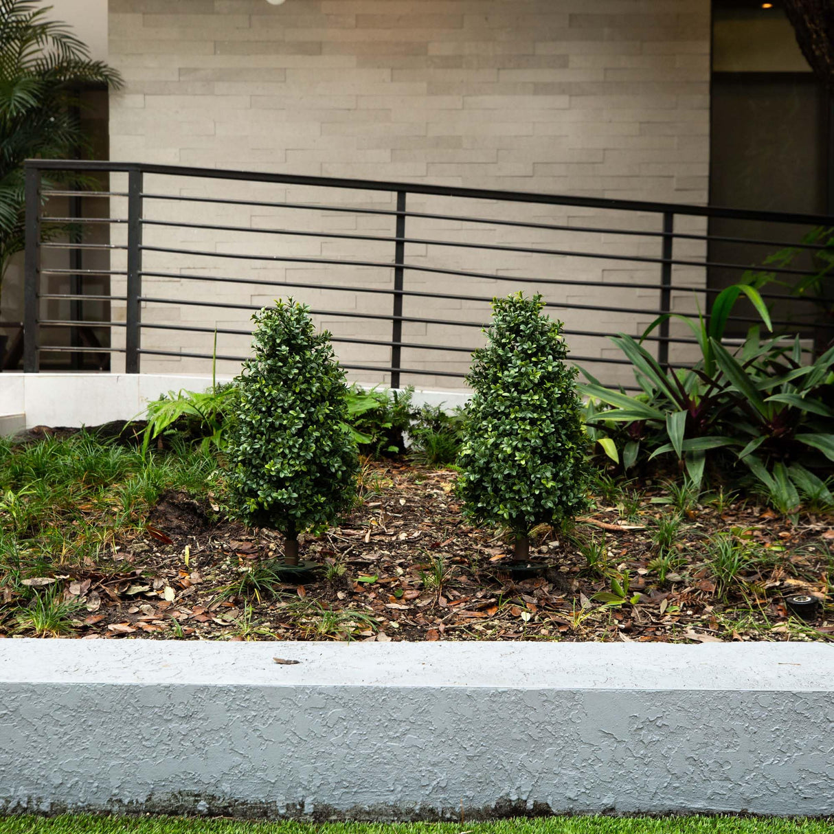 Nearly Natural 2.5ft. UV Resistant Artificial Boxwood Plant with Integrated Ground Stake (Indoor/Outdoor) - Set of 2 Nearly Natural