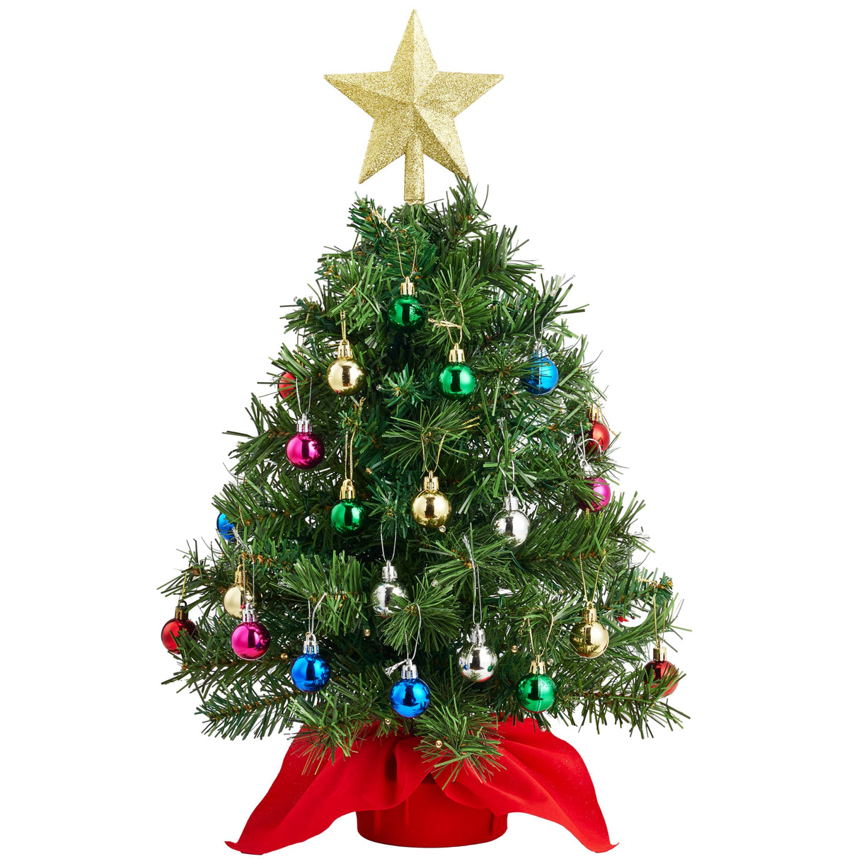 Joiedomi 24"/2FT Mini Christmas Tree Tabletop Set with Clear LED Lights, Artificial Mini Christmas Tree with Star Treetop and Hanging Ornaments, Best DIY Xmas Decorations Joiedomi