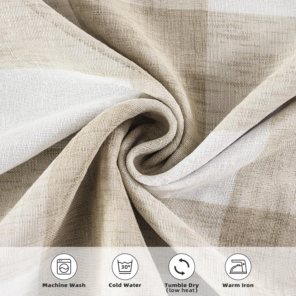 DriftAway Buffalo Plaid Check Curtains Woven Plaid Pattern Lined Blackout Thermal Insulated Window Curtain Grommet 2 Layers 2 Panels 52 Inch by 63 Inch Taupe DriftAway