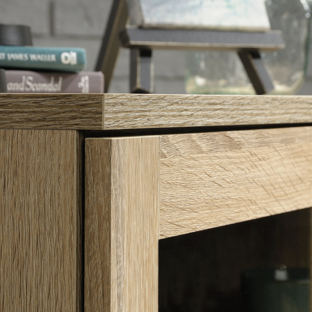 Sauder 420035 North Avenue Display Cabinet, For TVs up to 32", Charter Oak finish Sauder