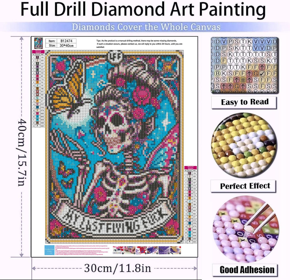 Meothan Skull Diamond Art Kits for Adults-Skull Last Flying Diamond Painting Kits for Adults Beginners, 5D DIY Full Drill Round Rhinestone Gem Art Crafts Paintings for Home Wall Decor 12"x16" Meothan