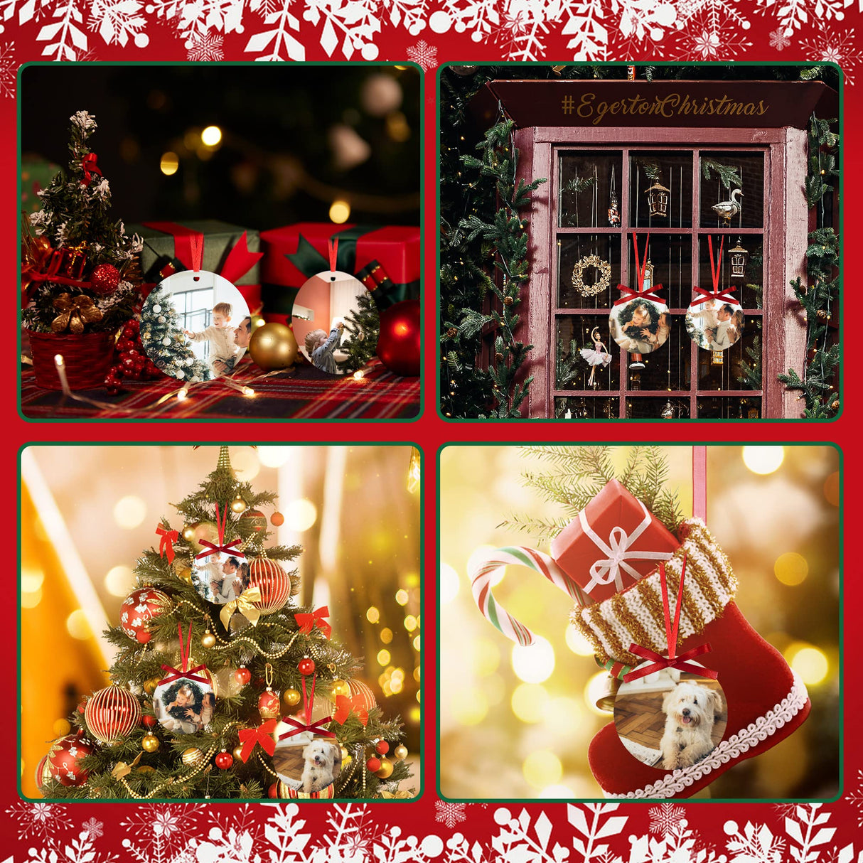 Christmas Sublimation Ornament Blanks 24PCS MDF Sublimation Blank Pendants Bulk Double Sided Printed Round Sublimation Ornaments with 3 Roll Ribbon for Christmas DIY Craft Decoration Supplies Daomong