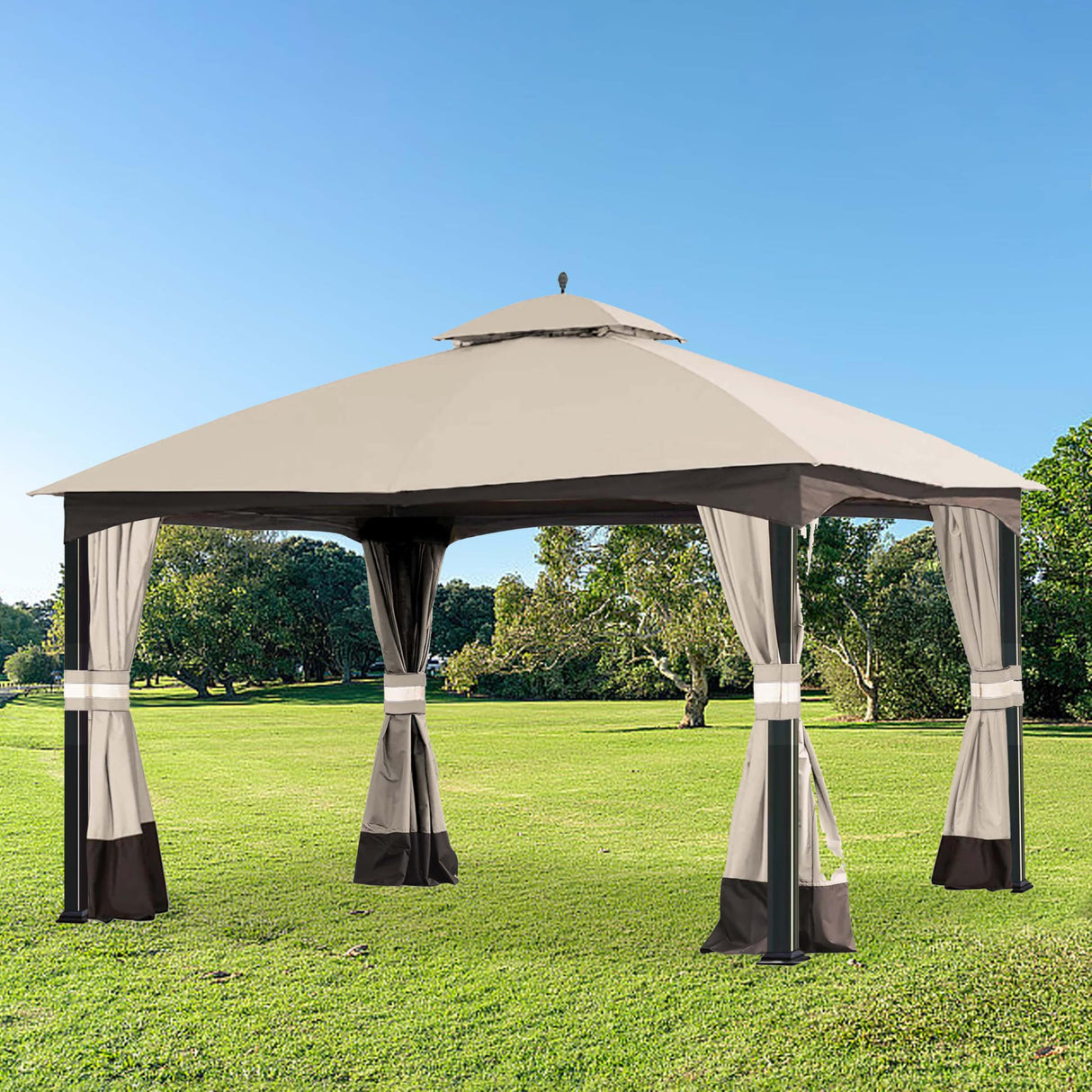 SCOCANOPY Replacement Top for 10x12 FT Gazebo Massillon Biscayne,Cabin-Style L-GZ933PST,Turnberry L-GZ933PCO-L,Tuscany L-GZ933PST-K (Light Beige Ripstop) SCOCANOPY