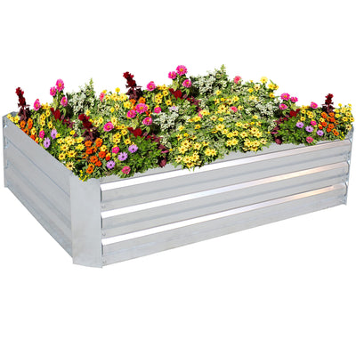 Sunnydaze 11.75" H Raised Metal Garden Bed - Galvanized Raised Garden Bed Outdoor for Vegetables and Flowers - Silver - 4' x 3' Rectangle