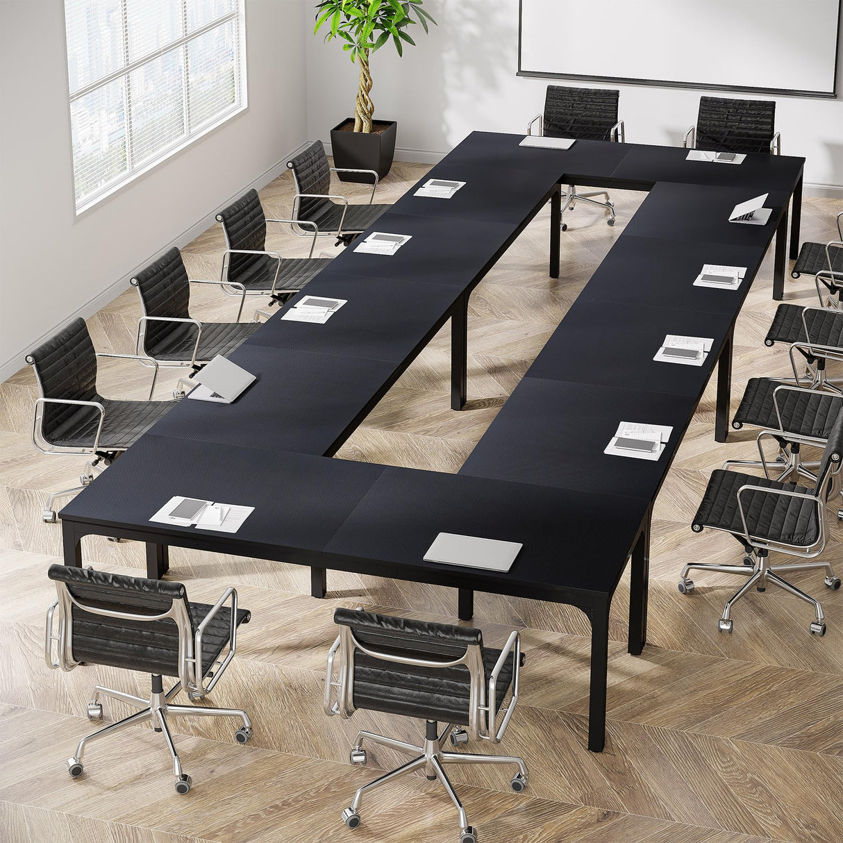 Tribesigns 78.74-Inch Conference Table Set of 2, 13FT Conference Room Table, Large Rectangle Meeting Seminar Table Set for 10-14 Person, Long Business Tables (Only Table) Tribesigns