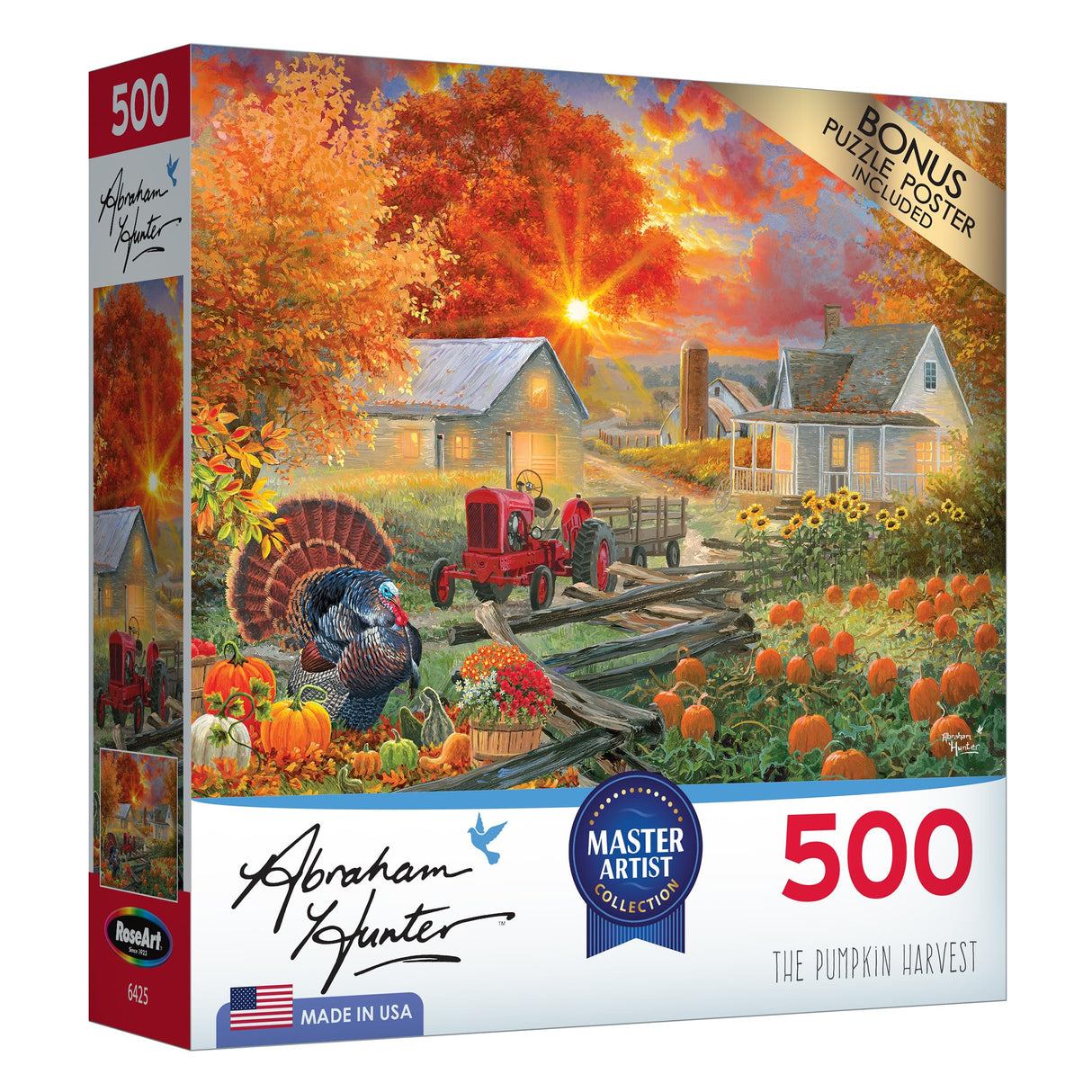 RoseArt - Abraham Hunter - The Pumpkin Harvest - 500 Piece Jigsaw Puzzle for Adults RoseArt