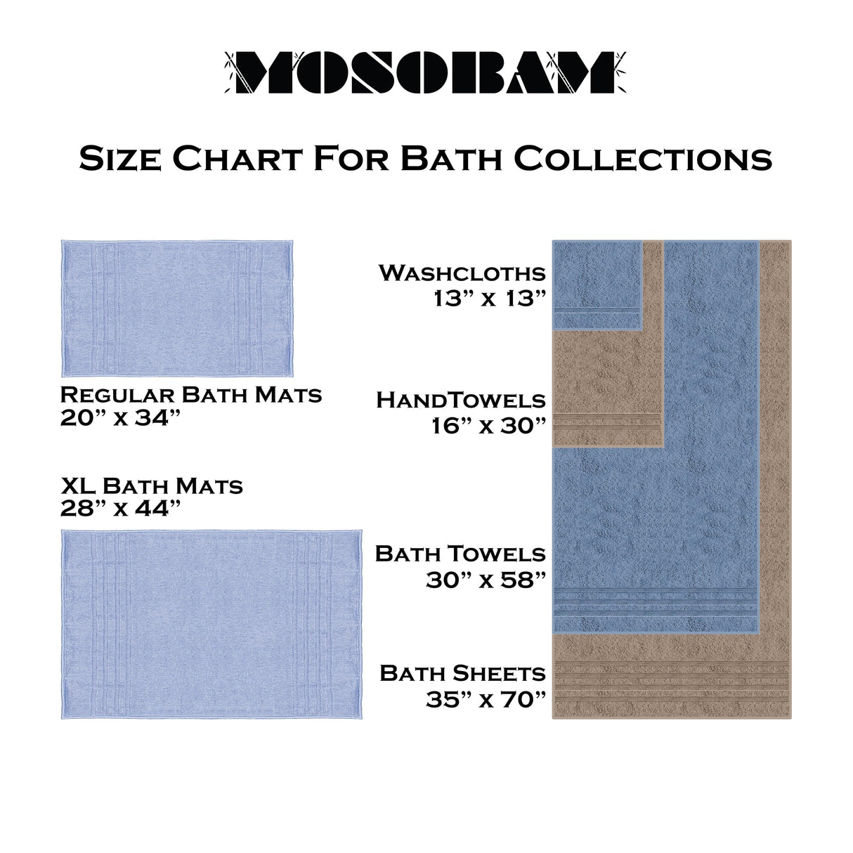 Mosobam Luxury Turkish XL Bath Mat 28X44 White 1000 GSM Bamboo Viscose & Aegean Turkish Combed Cotton Mosobam