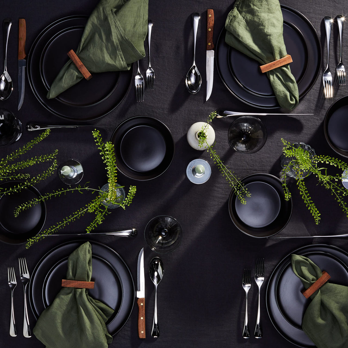 Stone Lain Coupe Dinnerware Set, Service For 4, Black Matte Stone Lain