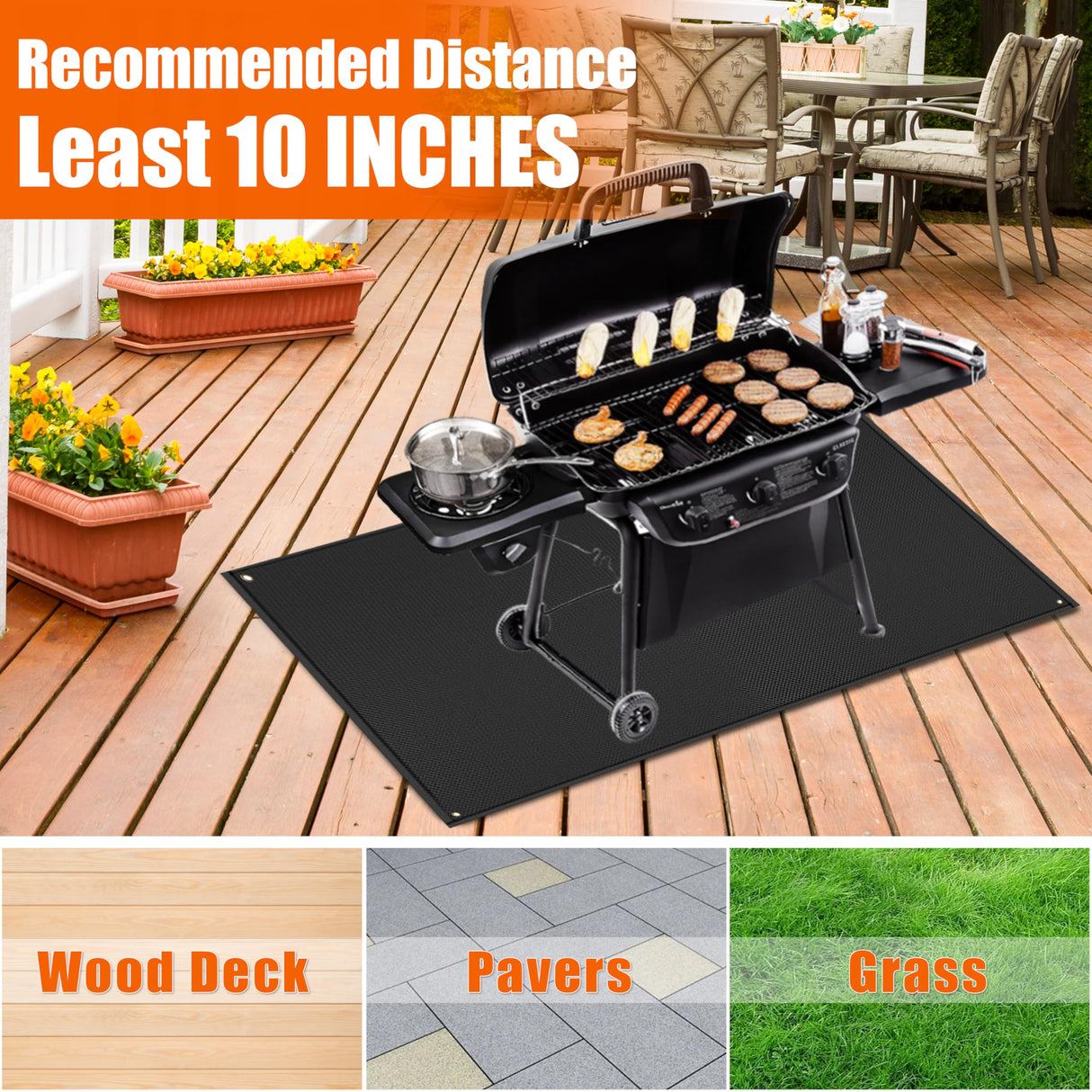 Amerbro 90x48 in Under Grill Mat for Blackstone 28in & 36in Griddle to Protect Decks and Patios,Fireproof Patio Grill Mat,Blackstone Griddle Mat,Extra Large Grill Mats for Outdoor Grill Blackstone Mat Amerbro