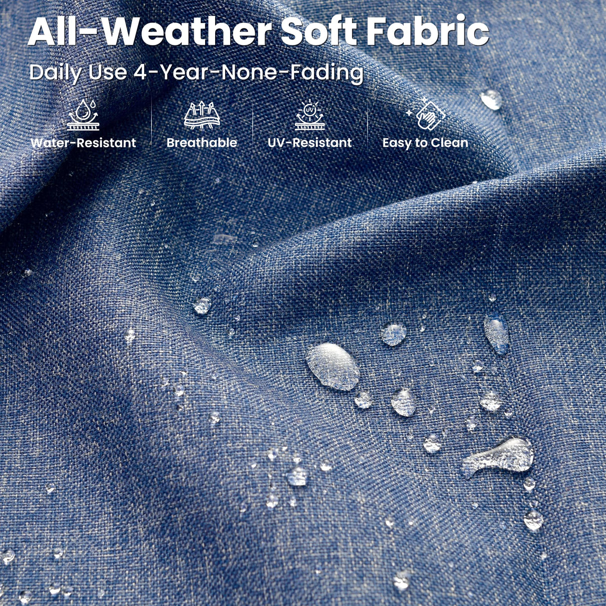 ovios 5 Pieces Patio Furniture Set Outdoor Sectional Sofa Couch with Deep Seat Chaise Comfy Cushions, Modern Modular Wicker Rattan Conversation Set Porch Deck Garden, Denim Blue ovios