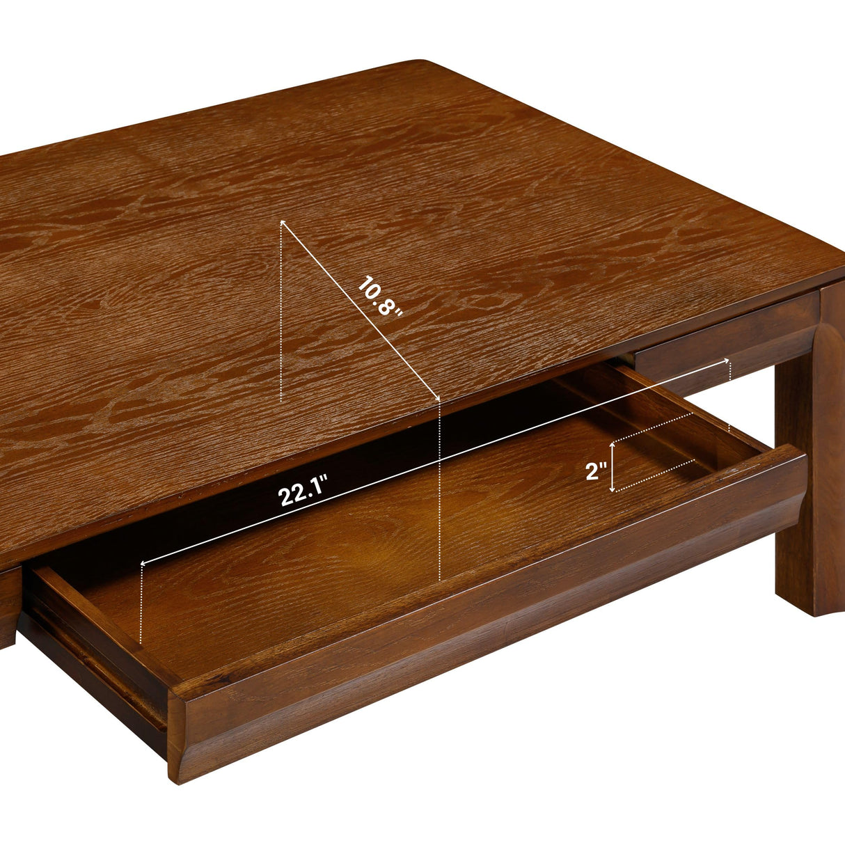 NTC Flow Modern Wooden Rectangle Coffee Table with Hidden Drawer – Waterproof & Heat Resistant, Dark Walnut NTC