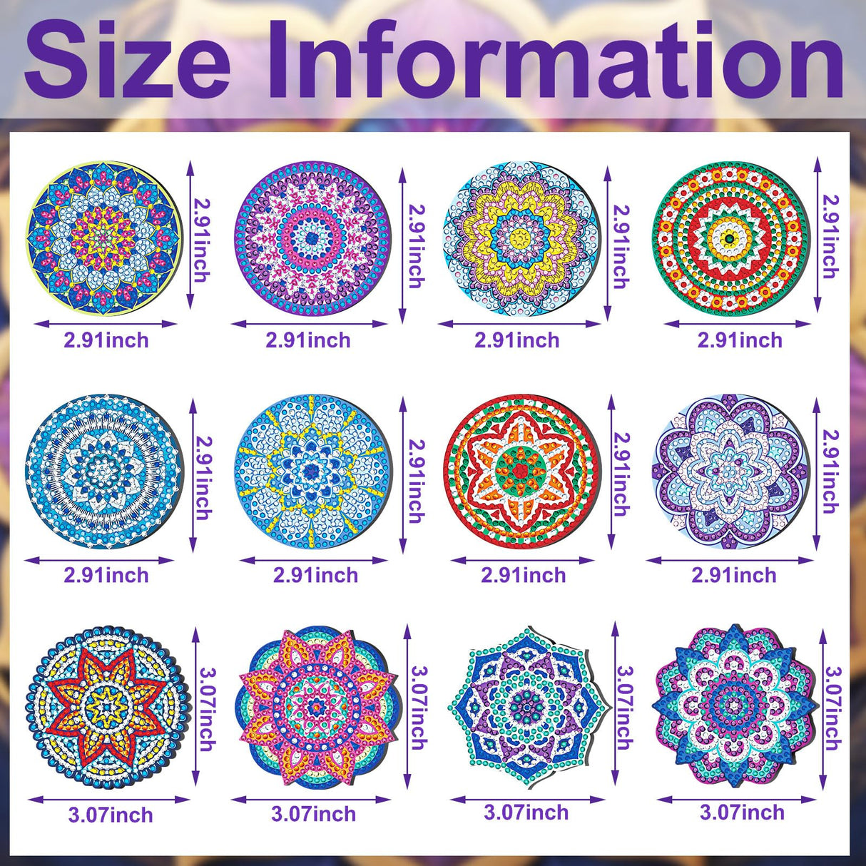 Zonon 12 Pcs Refrigerator Diamond Painting Magnets Easy Diamond Art Painting Magnetic Stickers Kits Fridge Magnets for Adults DIY Home Decors(Classic Mandala) Zonon