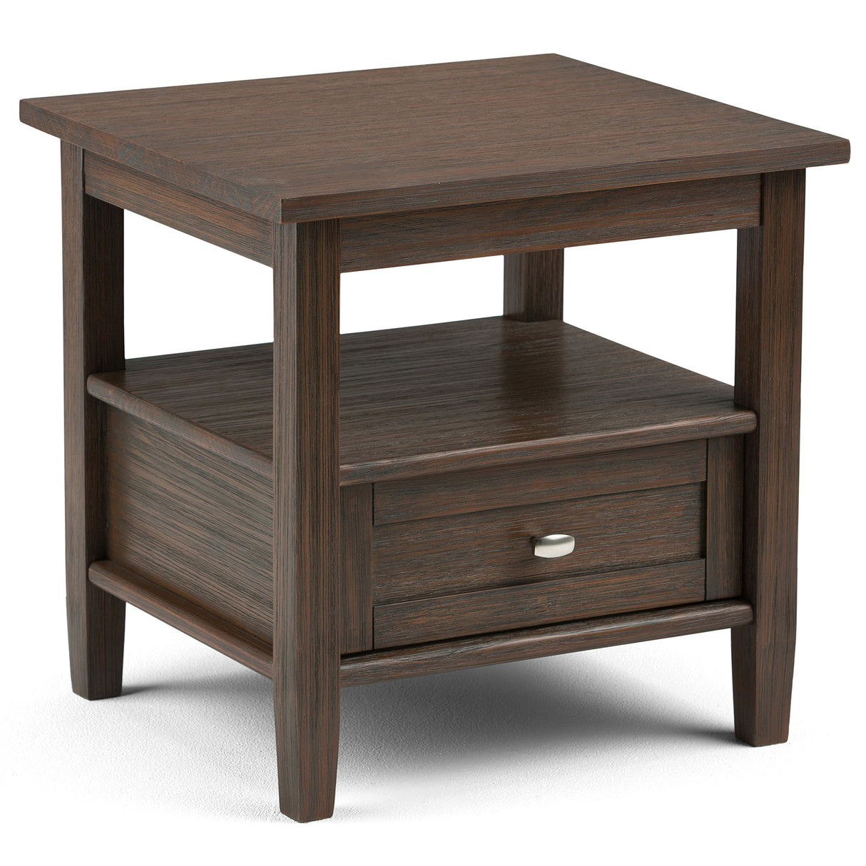 SIMPLIHOME Warm Shaker SOLID WOOD 20 inch wide Rectangle Rustic End Side Table in Farmhouse Brown with Storage, 1 Drawer and 1 Shelf, for the Living Room and Bedroom SIMPLIHOME