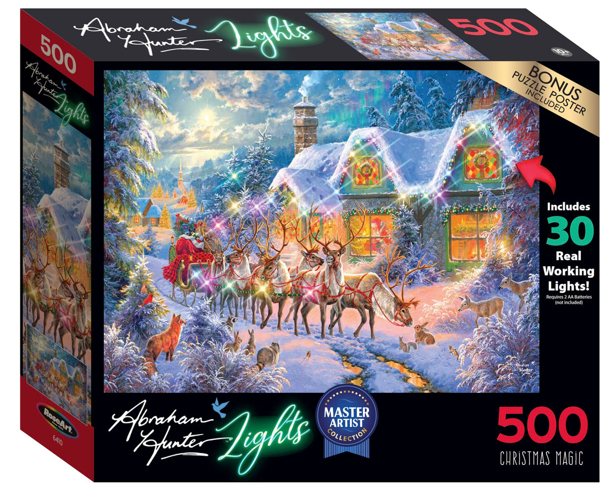 RoseArt - Abraham Hunter Light Up - Christmas Magic - 500 Piece Jigsaw Puzzle for Adults RoseArt