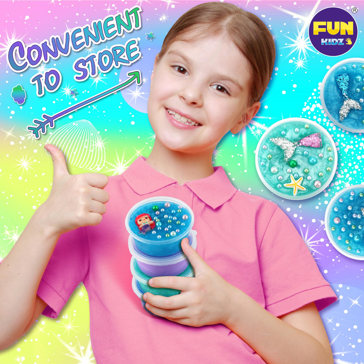 Summer Gift Mermaid Slime Kit for Girls, FunKidz Shimmer Slime Making Kit for Kids Age 8-12 DIY Soft Glitter Glossy Metallic Slime Toy FUN KIDZ