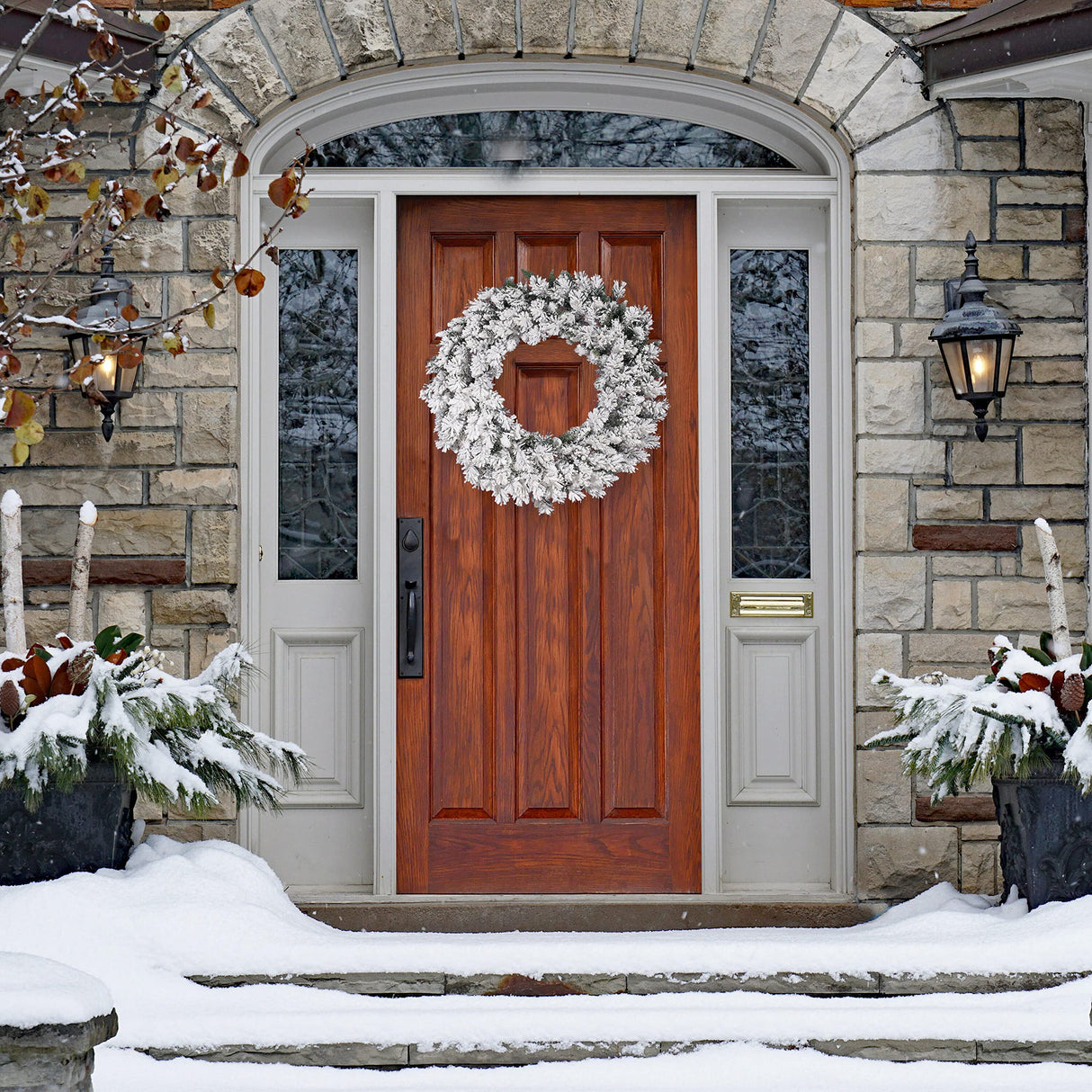 Vickerman 36" Flocked Snow Ridge Artificial Christmas Wreath, Unlit - Faux Snowy Christmas Wreath - Indoor Seasonal Home Wall Decor Vickerman