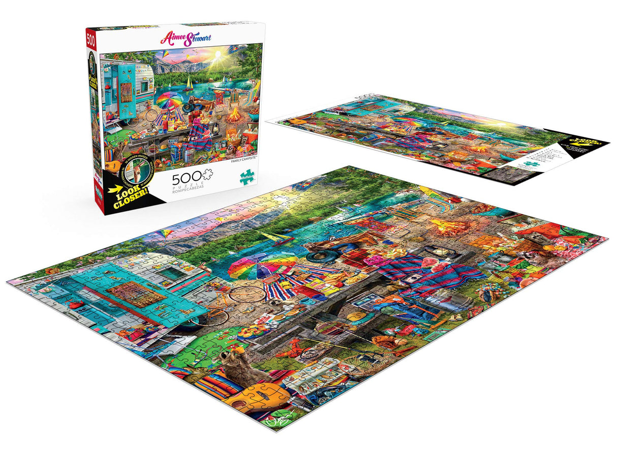 Buffalo Games - Aimee Stewart - Family Campsite - 500 Piece Jigsaw Puzzle with Hidden Images Buffalo Games