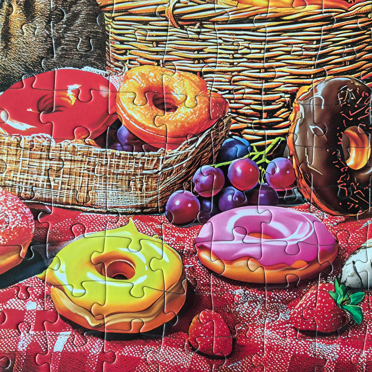 300 Piece Puzzles for Adults Large Piece - Large Jigsaw Puzzles for Kids and Seniors - Picnic Kittens and Donut Mulic