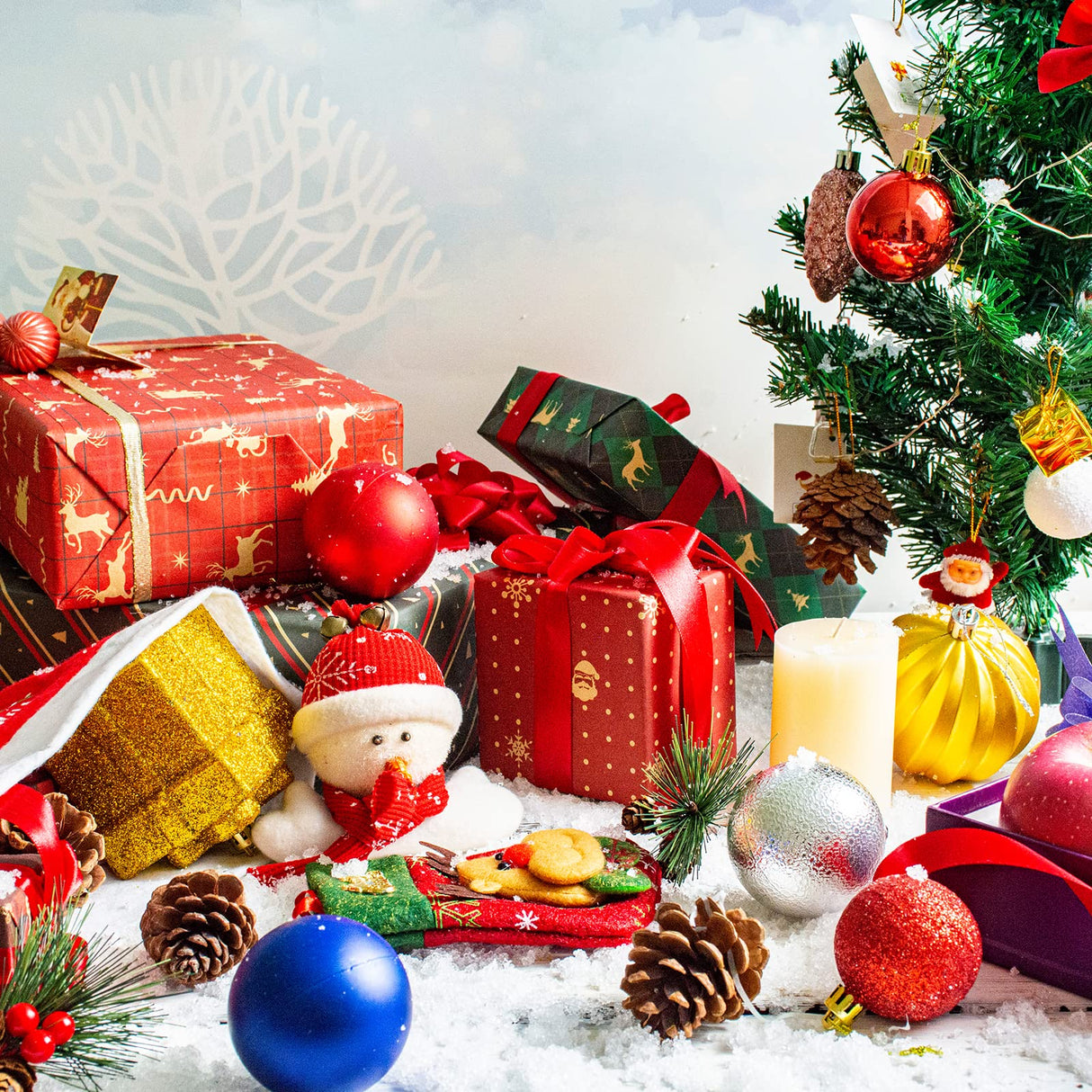 60 Yards 3/8" Christmas Ribbon for Crafts, White Red and Green Holiday Grosgrain Ribbon Christmas Ribbon for Gift Wrapping Festival Holiday Party Hair Bow Clips DIY Crafts Decoration (6 Rolls) DHAIQC