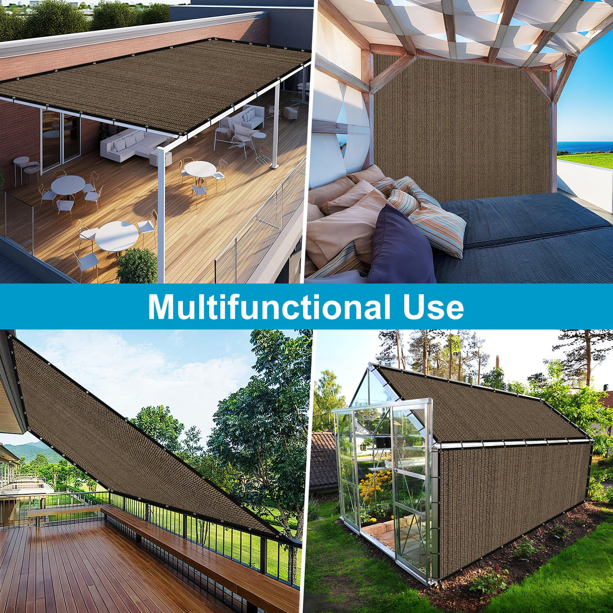 Artpuch Pergola Shade Cover 10'X12' Outdoor Sun Shade Cloth with Grommets Shade Tarp for Patio, Carport, Backyard Artpuch