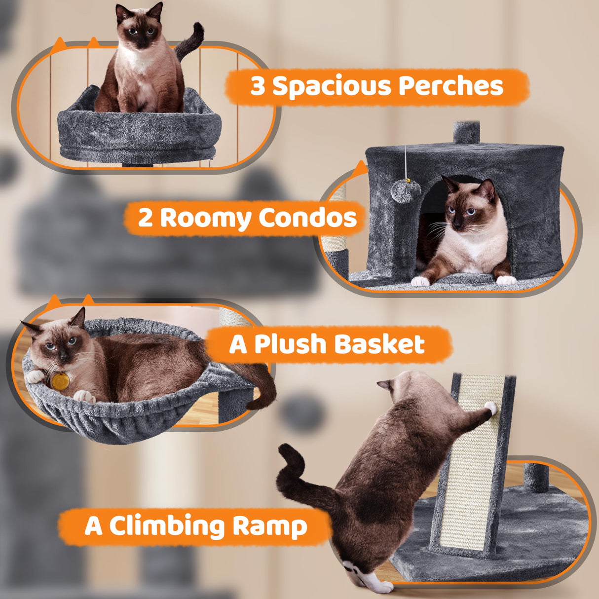 Yaheetech 68.5in Cat Tree Multi-Level Cat Tower with Large Cat Condo&Cozy Perches Stable Pet Play House w/Sisal-Covered Scratching Posts&Board for Indoor Cats, Dark Gray Yaheetech