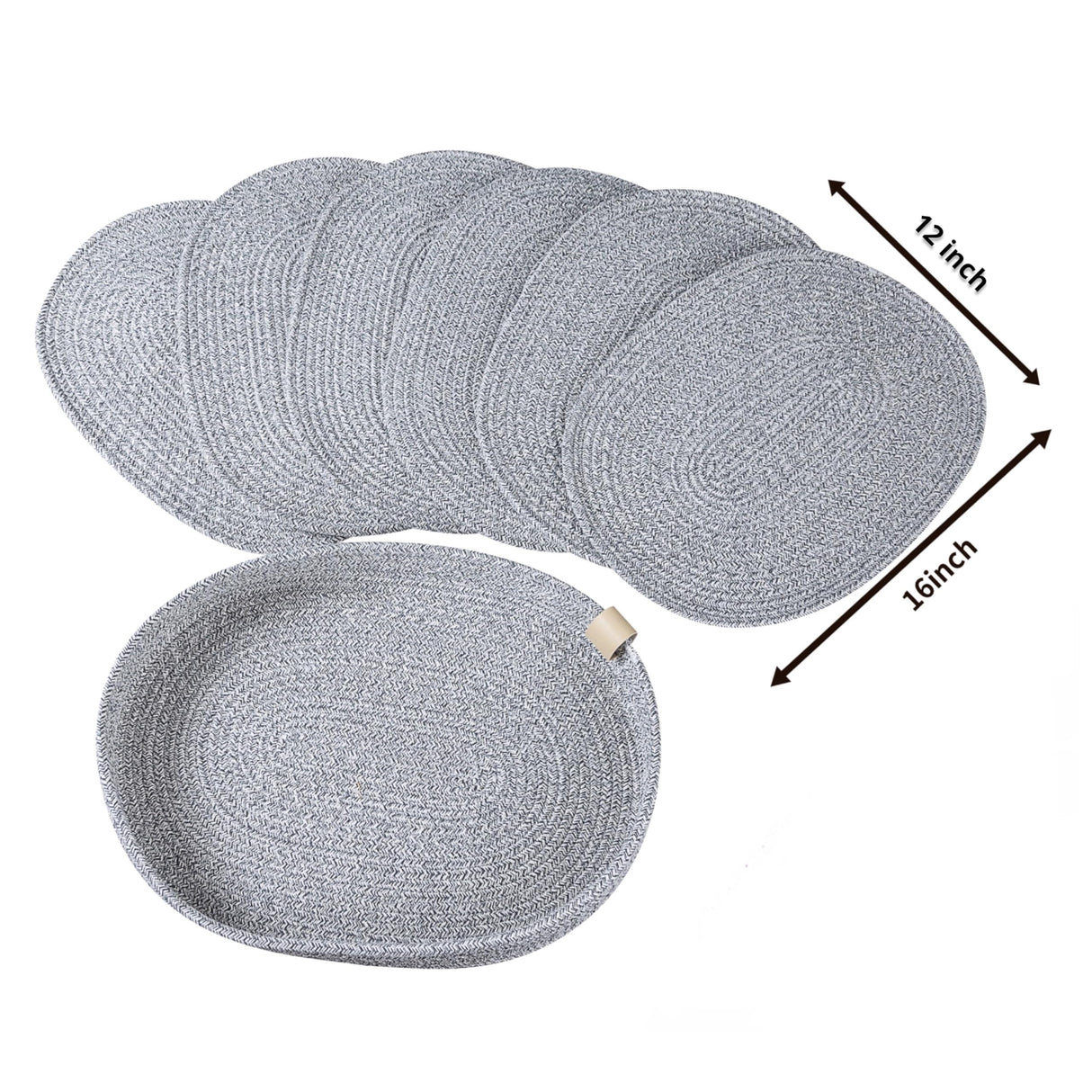 ART pinecone Placemats Set of 6 Oval – Woven Boho Farmhouse Table Mats for Dining Table for 6, Kitchen Decor, Washable and Handmade Rustic Table Accessories (Oval, Gray Mixed) ART pinecone