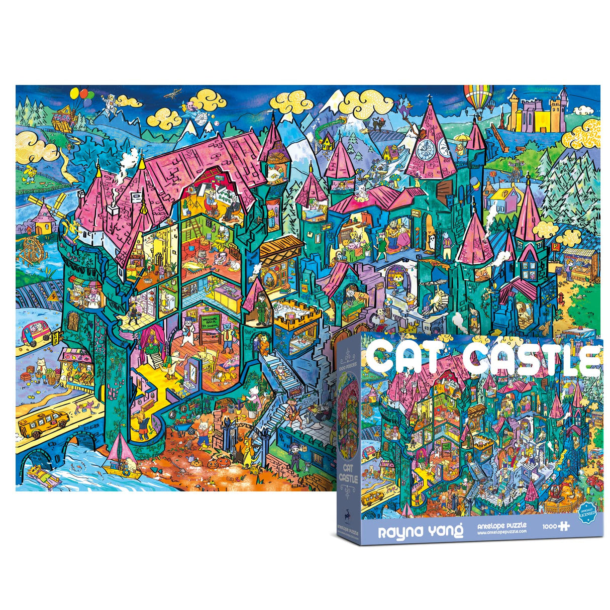 Antelope - 1000 Piece Puzzle for Adults, Cat Castle Jigsaw Puzzles 1000 Pieces, High Resolution, Matte Finish, Smooth Edging, No Dust Creative Artistic Puzzle ANTELOPE