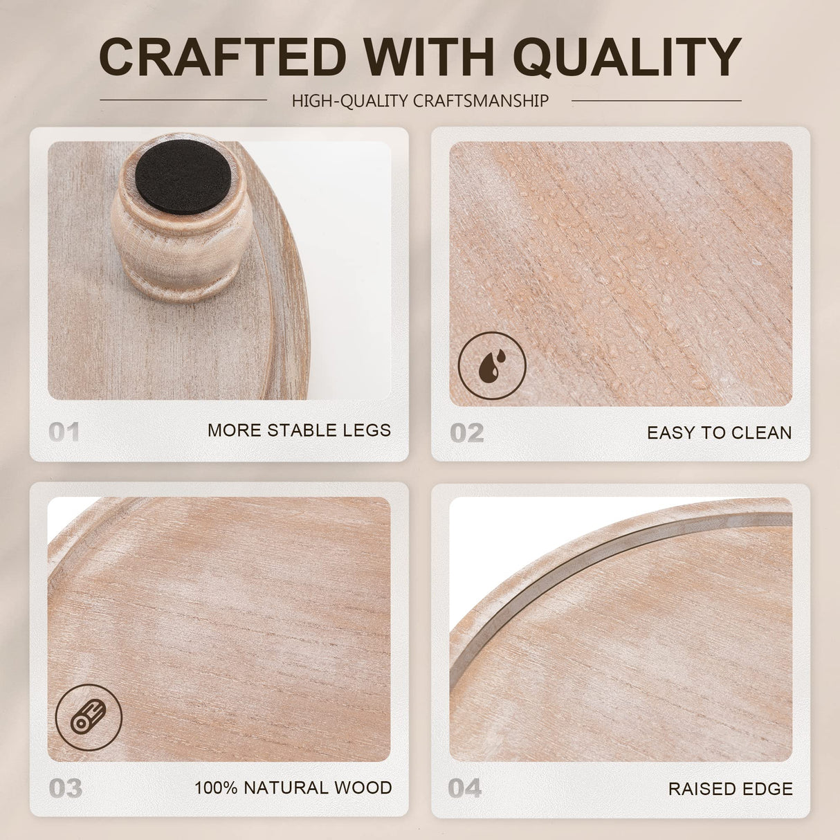 EOSAHR Farmhouse Wood Riser for Display : Decorative Pedestal Stand for Kitchen Counter and Home Decor - Elegant Round Waterproof Display Tray for Bathroom Soap, Sink, Vase (Natural Wood) EOSAHR