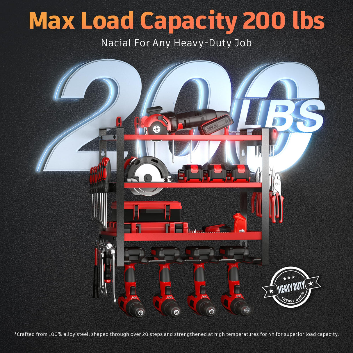 Power Tool Organizer Wall Mount, 4 Layer Drill Holder Wall Mount, Heavy Duty Tool Rack, Garage Tool Organizers and Utility Storage Rack for Drill Holder Charging Station, Perfect for Father's Day Gift Nacial