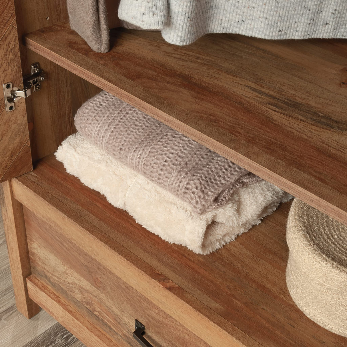 Sauder Cannery Bridge Armoire, L: 32.36" x W: 22.52" x H: 59.80", Sindoori Mango finish Sauder