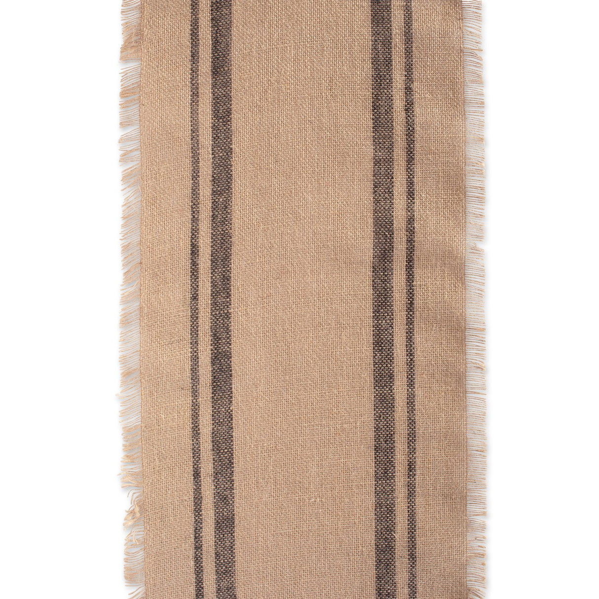 DII Jute Burlap Collection Kitchen Tabletop, Table Runner, 14x72, Double Border Gray DII