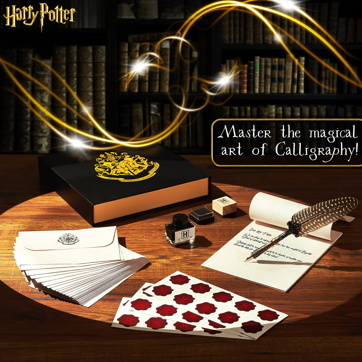 Harry Potter Calligraphy Set With Feather Quill Pen Ink A5 Paper Envelopes Stamp Stickers Fun Writing Kit Gifts for Kids Harry Potter