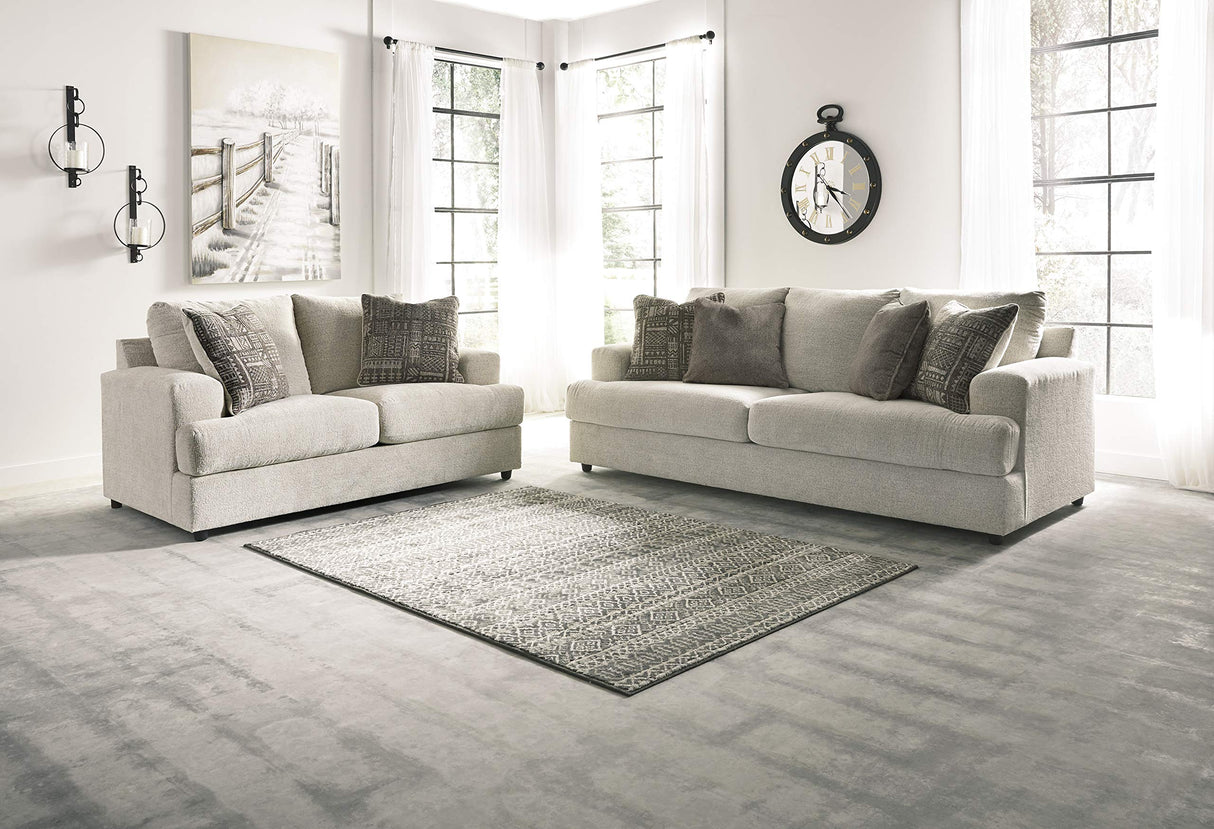 Signature Design by Ashley Soletren Contemporary Chenille Loveseat with 2 Accent Pillows, Off-White Signature Design by Ashley