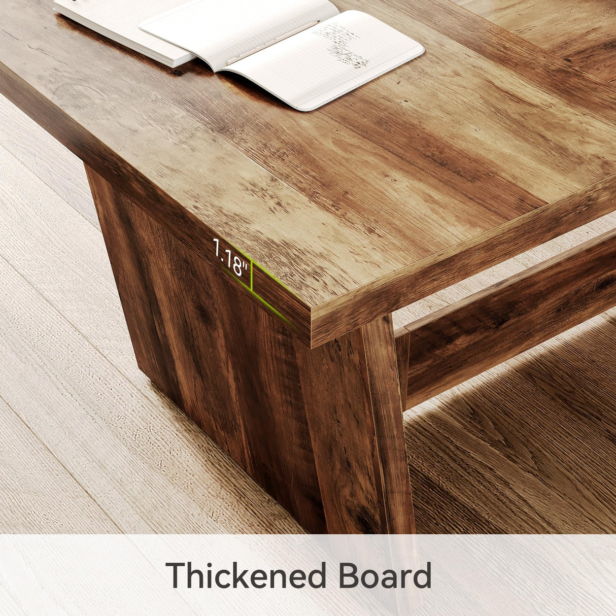 1Easylife 70.87 Inches Long Executive Desk, Brown Wooden Computer Desk, Industrial Simple Study Writing Table, Large Workstation Business Furniture for Home Office 1Easylife