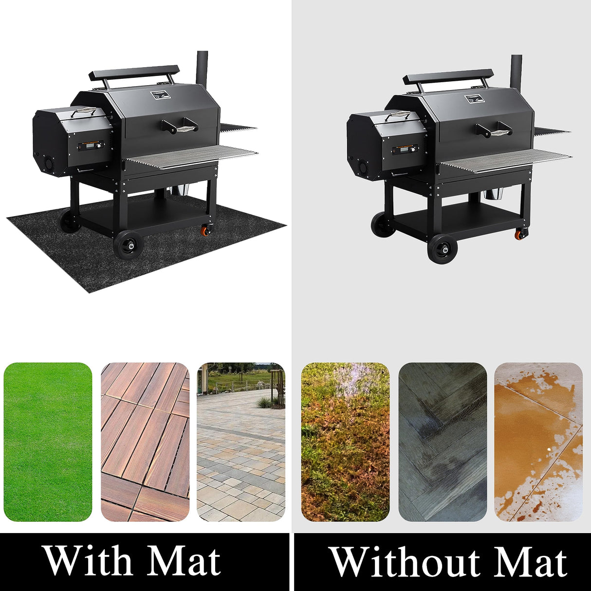 UBeesize 36x30 inch Under Grill Mat,Fireproof Mats for under grill,Grill mats for outdoor grill deck protector,BBQ Mat for Under BBQ,Waterproof,oil-proof and Flame Retardant,Reusable UBeesize